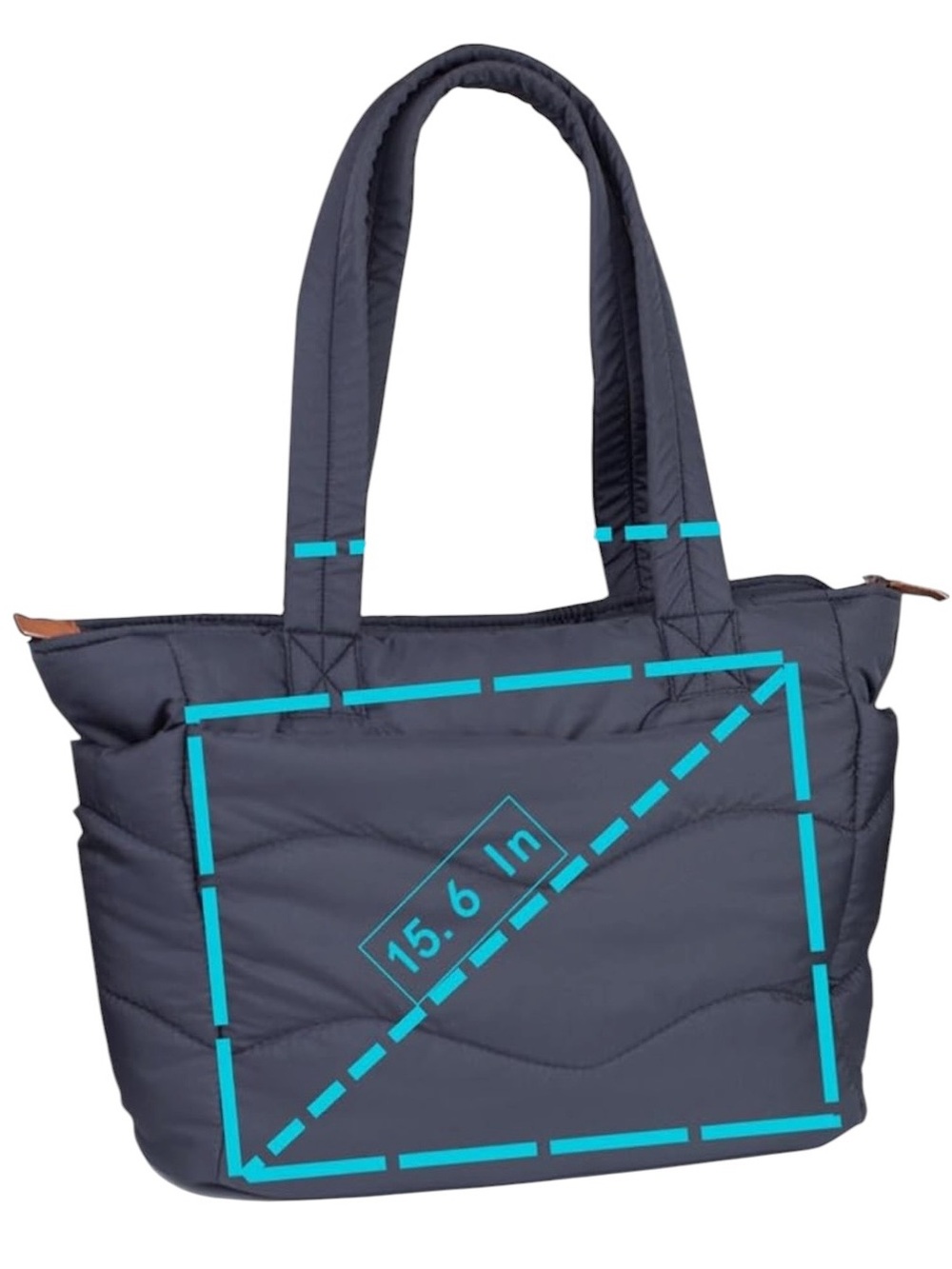 Quilted Puffy Black Tote Bag - Picture 3 of 5